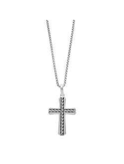 Men's Stainless Steel Textured Cross Pendant Necklace