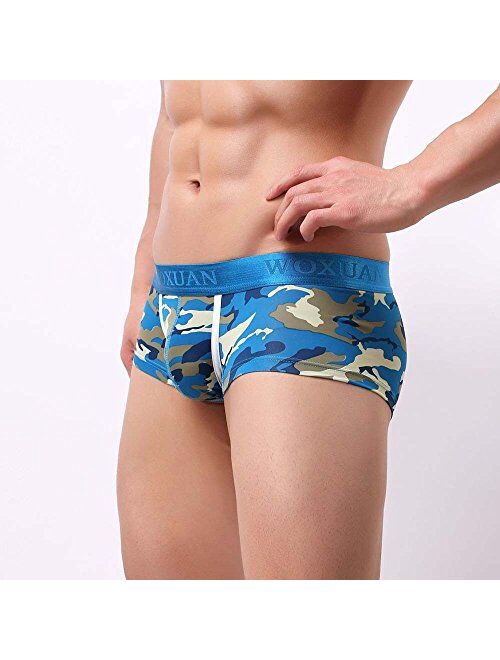 HONGJ Camo Boxer Briefs for Mens, Camouflage Printed Underpants Breathable Shorts Pouch Soft Trunk Underwear