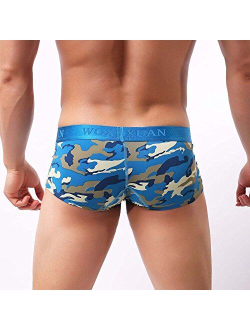 HONGJ Camo Boxer Briefs for Mens, Camouflage Printed Underpants Breathable Shorts Pouch Soft Trunk Underwear
