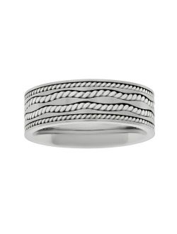 Sterling Silver & Stainless Steel Twist Band- Men