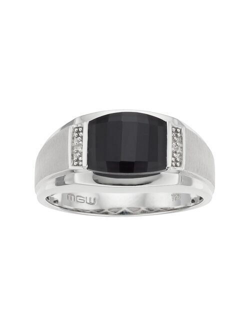 Men's Sterling Silver Onyx & Diamond Accent Ring