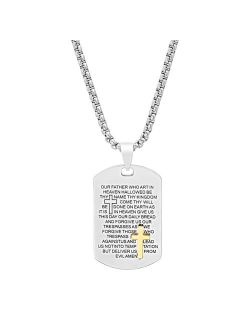Men's 1913 Stainless Steel "The Lord's Prayer" Dog Tag Pendant