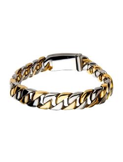 Men's Two Tone Stainless Steel Curb Chain Bracelet