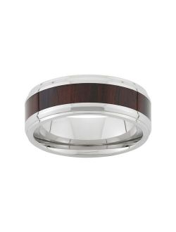 Stainless Steel & Wood Striped Wedding Band - Men