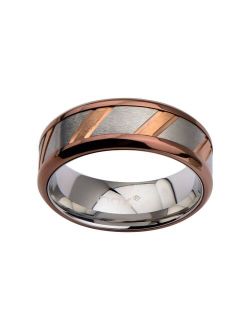 Two Tone Stainless Steel Striped Men's Ring