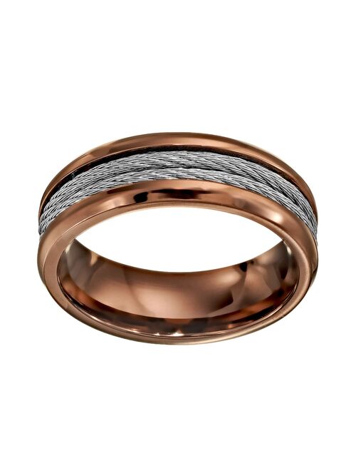 Two Tone Stainless Steel Cable Band - Men
