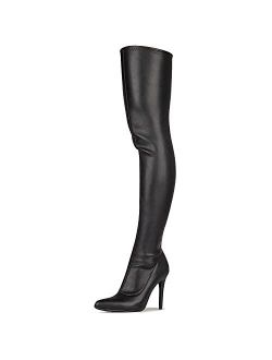 Women's Thigh High Boots Faux Suede Elasticity Heels Over The Knee Boots Side Zip Pointed Toe Fashion Sexy Winter Stiletto Knee High Boots