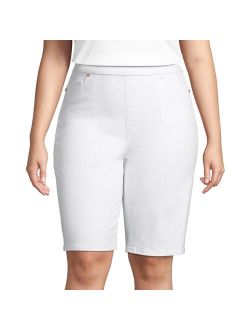 Plus Size Lands' End High Rise Pull-On Bermuda Jean Shorts