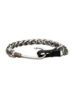 Men's Antiqued Stainless Steel Hook Chain Bracelet