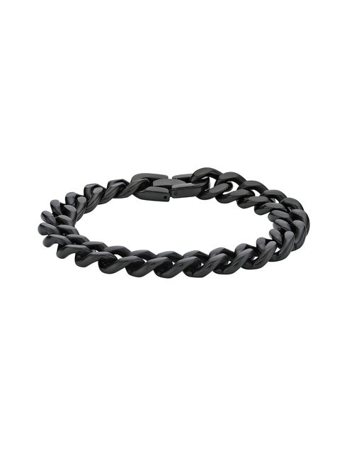 Men's LYNX Black Ion-Plated Stainless Steel Curb Chain Bracelet