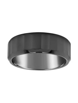 Men's 8mm Flat Sided Ceramic Wedding Band Ring