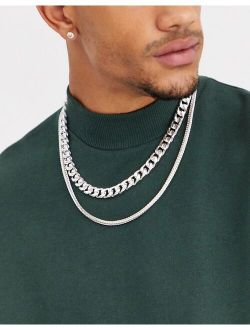double layer neckchain in silver tone