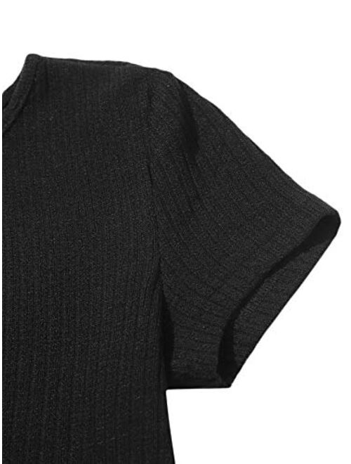SweatyRocks Women's Casual 2 Piece Outfit Rib-Knit Crop Tops High Waist Leggings Sets