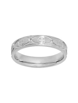 Sterling Silver Textured Cross Wedding Ring