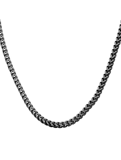 Men's Black Stainless Steel Franco Chain Necklace