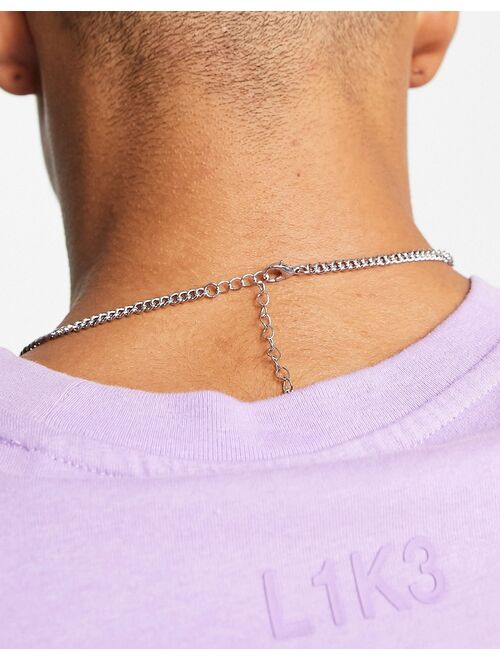 ASOS DESIGN double pendant neckchain with black bar in silver tone
