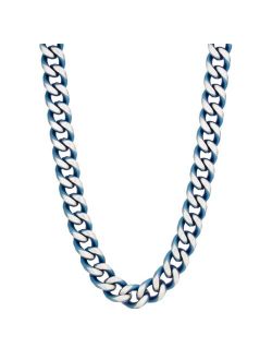 Men's Blue Ion Plated Stainless Steel Curb Chain Necklace