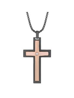 Rose Gold Tone Stainless Steel Cross Pendant Necklace