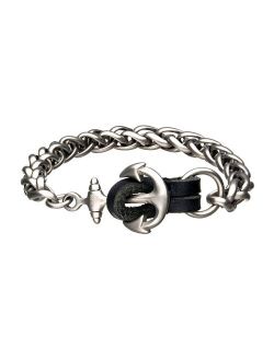 Men's Antiqued Stainless Steel Anchor Chain Bracelet