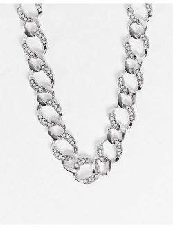 chunky neckchain with crystals in silver tone