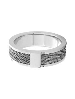 Men's Steel Cable Inlayed Comfort Fit Ring