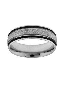 Stainless Steel & Black Immersion-Plated Stainless Steel Wedding Band - Men