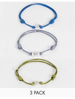 Icon Brand adjustable 3 pack cord bracelets in multi