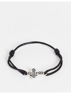 Icon Brand adjustable cross bracelet in black