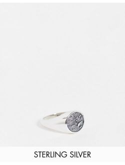 sterling silver signet ring with moon craters in burnished silver