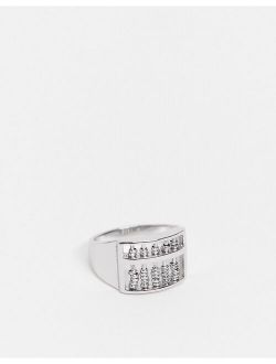 movement ring with abacus design in silver tone