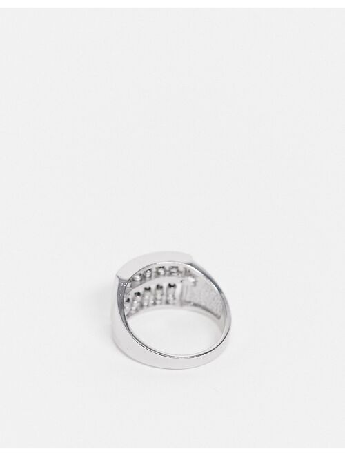 ASOS DESIGN movement ring with abacus design in silver tone