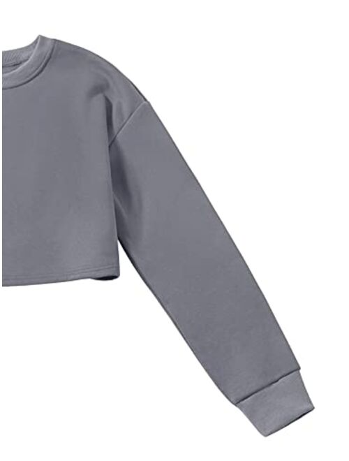 SweatyRocks Women's 2 Piece Outfits Long Sleeve Crop Sweatshirt Top with Shorts Set