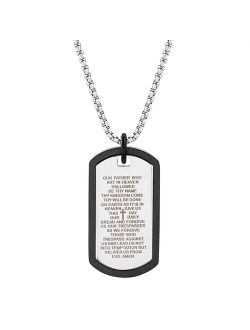 1913 Men's Two Tone Stainless Steel Dog Tag Pendant Necklace with Lord's Prayer