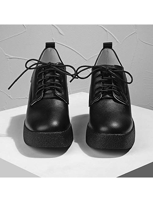 WuORWu women's chunky heels black platform shoes for women ankle boots