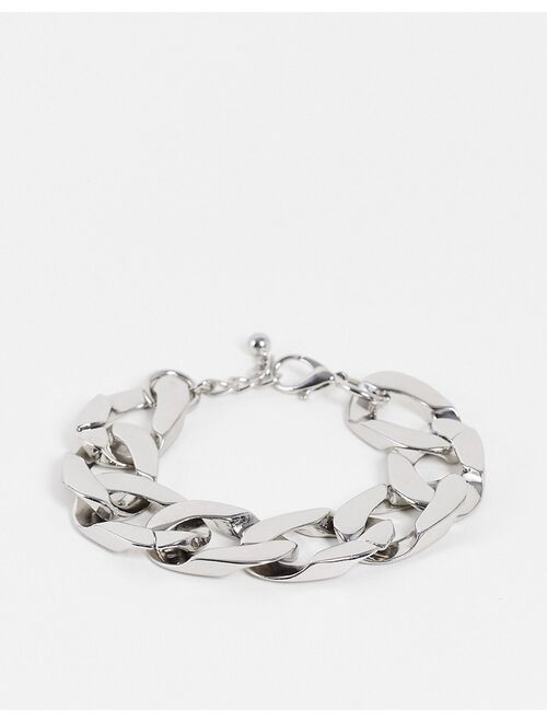 ASOS DESIGN super chunky chain bracelet in brushed silver tone