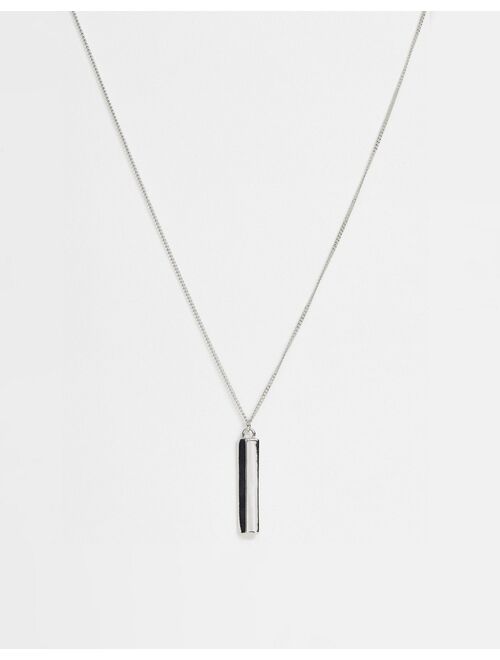 ASOS DESIGN necklace with minimal bar pendant in silver tone