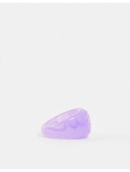 ASOS DESIGN plastic signet ring with star design in purple