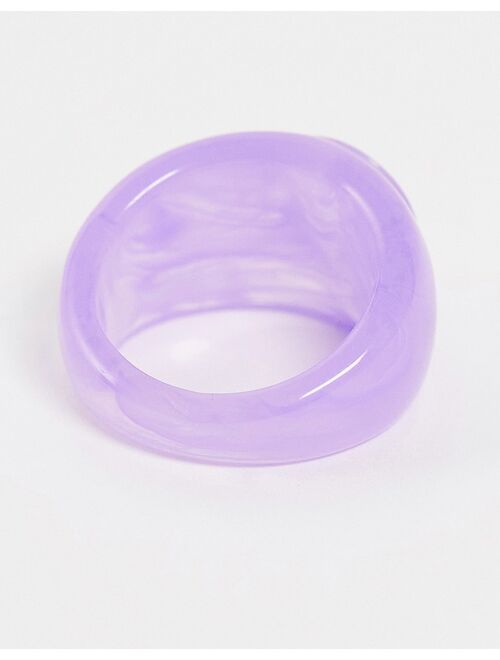 ASOS DESIGN plastic signet ring with star design in purple