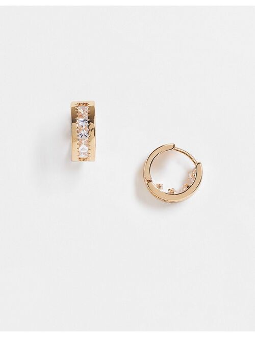 ASOS DESIGN crystal hoop earrings in gold tone