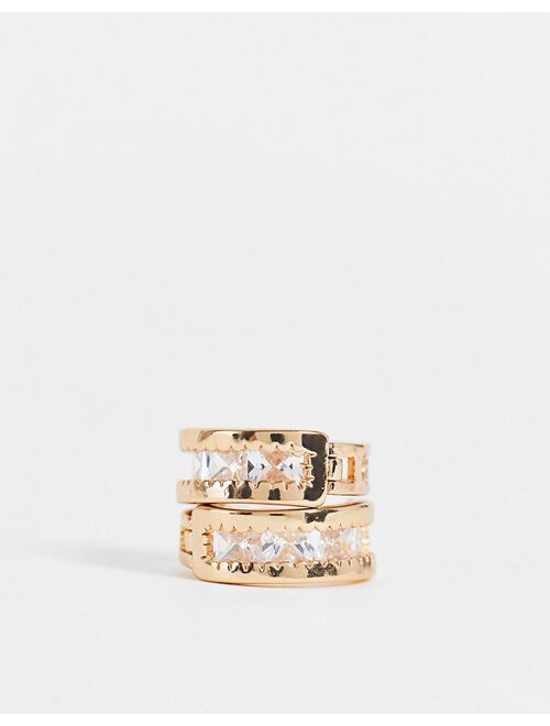 ASOS DESIGN crystal hoop earrings in gold tone