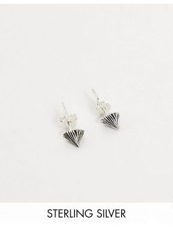sterling silver studs with thorn design in burnished silver