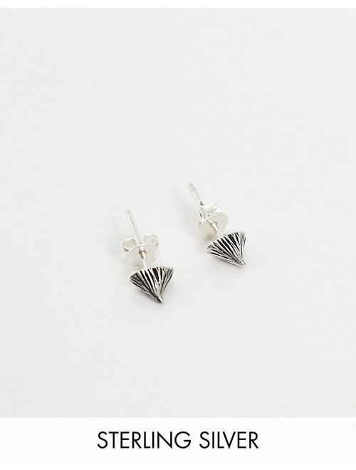 ASOS DESIGN sterling silver studs with thorn design in burnished silver