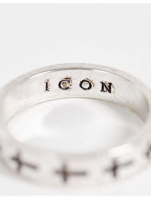 Icon Brand cross band ring in silver