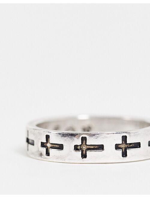 Icon Brand cross band ring in silver