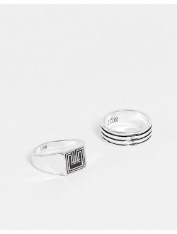 Icon Brand 2 pack deco ring in silver