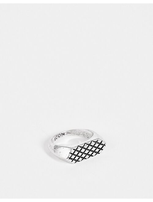 Icon Brand enamel ring in silver