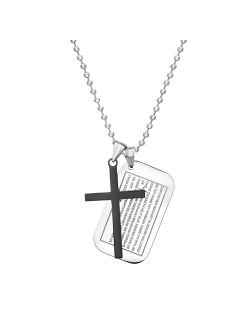 1913 Men's Stainless Steel Cross & "The Lord's Prayer" Dog Tag Necklace