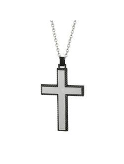 Gunmetal Tone Stainless Steel Cross Pendant Necklace