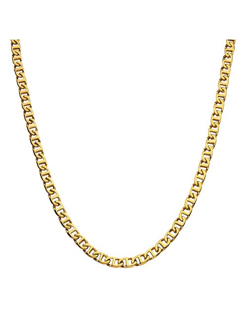 18k Gold Over Stainless Steel 8 mm Mariner Link Chain Necklace