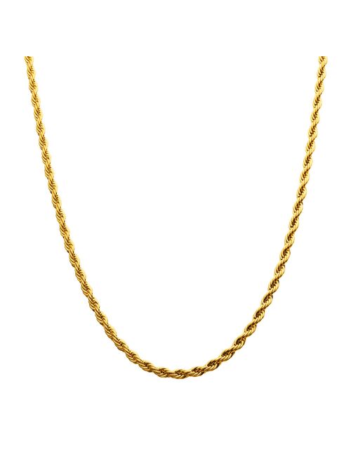 18k Gold Over Stainless Steel 6 mm Rope Chain Necklace